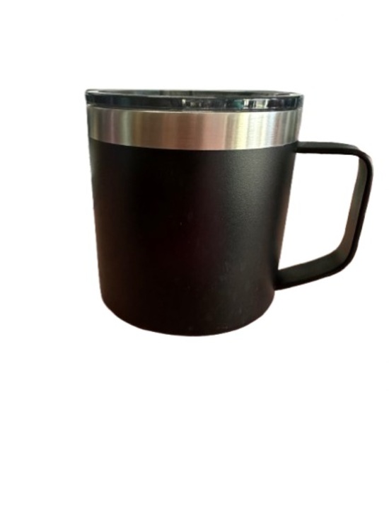 None Other - Black Stainless Steel Travel Coffee Mug with Handle